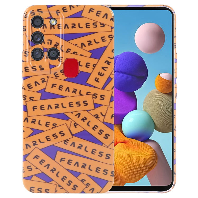 Painted Pattern Precise Hole PC Phone Case, For Samsung Galaxy A21s For Samsung Galaxy A21s Orange Label
