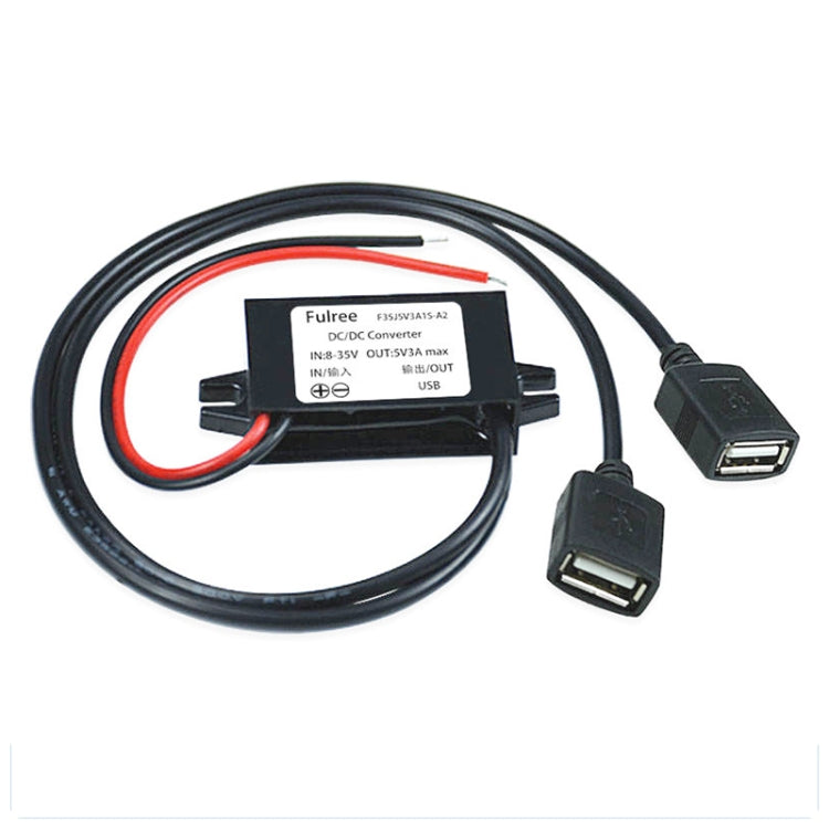 12V to 5V 3A Car Power Converter DC Module Voltage Regulator, Type-C Elbow, USB Female with Ears, Dual USB Female, Dual USB with Ears, 2 in 1 Dual USB Female – Shockproof, Waterproof Dual USB Female