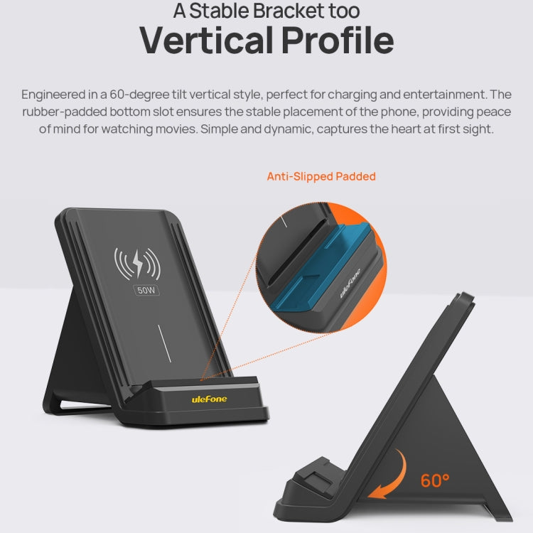 Ulefone WCS01 50W Air-cooled Wireless Charger Stand, WCS01 – TPU