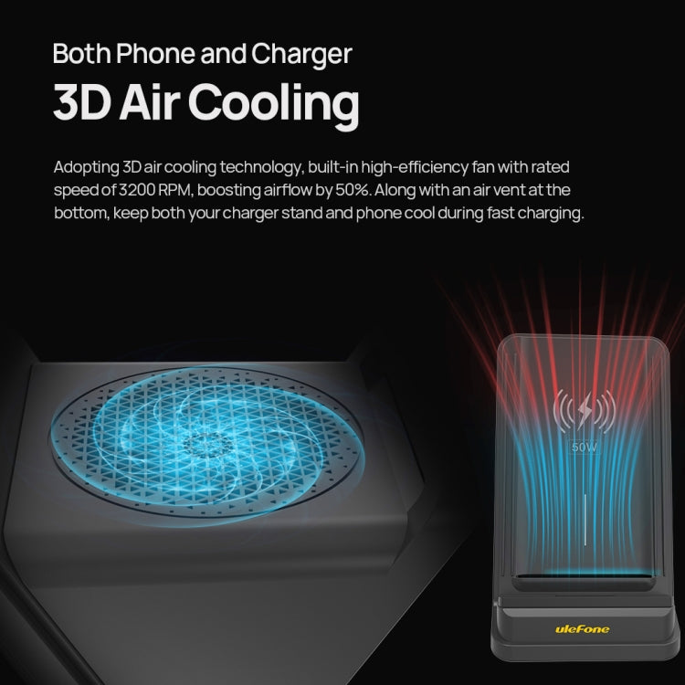 Ulefone WCS01 50W Air-cooled Wireless Charger Stand, WCS01 – TPU