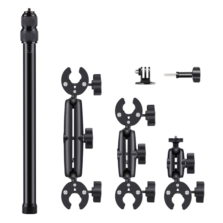 Motorcycle Clamps Handlebar Fixed Mount 3-stage Telescopic Selfie Stick, Double Dual-heads Crabs 3-stage Selfie Stick, Dual-heads Crab & Single Heads 3-stage Selfie Stick, 2 x Dual-heads Crab 1 x Single Heads – Aluminum Alloy 2 x Dual-heads Crab 1 x Single Heads