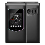 HAMTOD T8 4G Flip Phone, 2.8 inch + 1.77 inch, VoLTE, BT, SOS, OTG, EU Version EU Version Black
