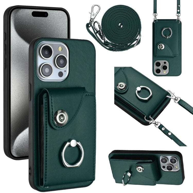 Organ Card Bag Ring Holder Phone Case with Long Lanyard – Wear-resistant, Ring Holder, Lanyard, For iPhone 15, For iPhone 14 Plus, For iPhone 14, For iPhone 14 Pro For iPhone 14 Pro Green