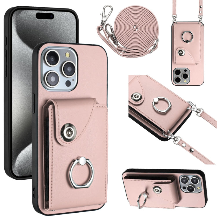 Organ Card Bag Ring Holder Phone Case with Long Lanyard – Wear-resistant, Ring Holder, Lanyard, For iPhone 15, For iPhone 14 Plus, For iPhone 14, For iPhone 14 Pro For iPhone 14 Pro Pink