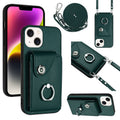 Organ Card Bag Ring Holder Phone Case with Long Lanyard, For iPhone 13, For iPhone 13 mini, For iPhone 12, For iPhone 12 Pro Max For iPhone 13 Green