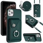 Organ Card Bag Ring Holder Phone Case with Long Lanyard, For iPhone 11 Pro, For iPhone X / XS, For iPhone XR, For iPhone XS Max For iPhone 11 Pro Green