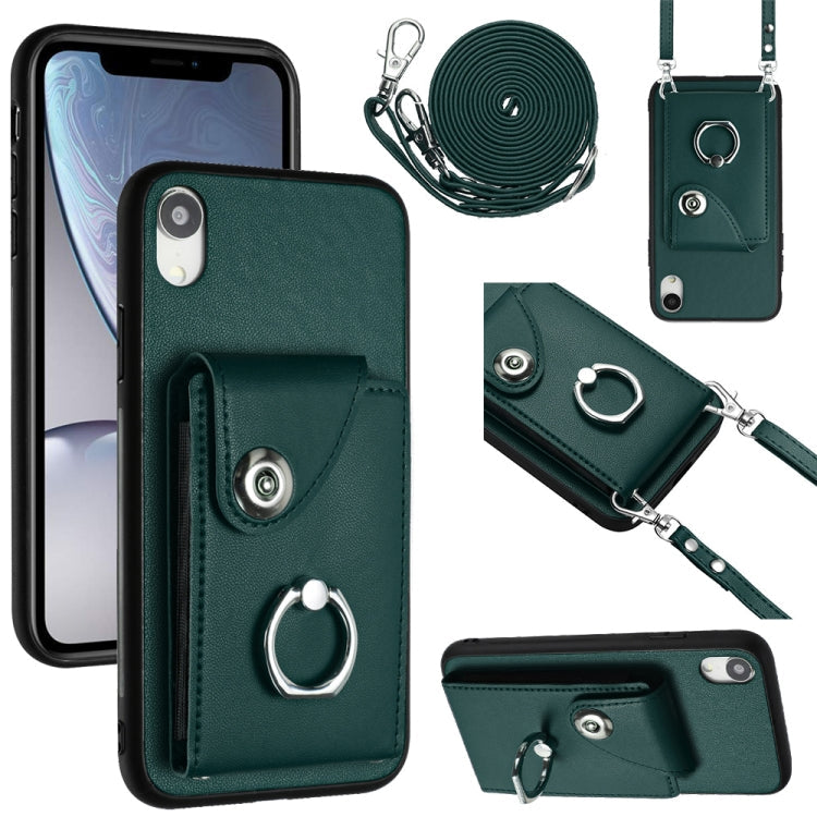 Organ Card Bag Ring Holder Phone Case with Long Lanyard – Wear-resistant, Ring Holder, Lanyard, For iPhone 11 Pro, For iPhone X / XS, For iPhone XR, For iPhone XS Max For iPhone XR Green