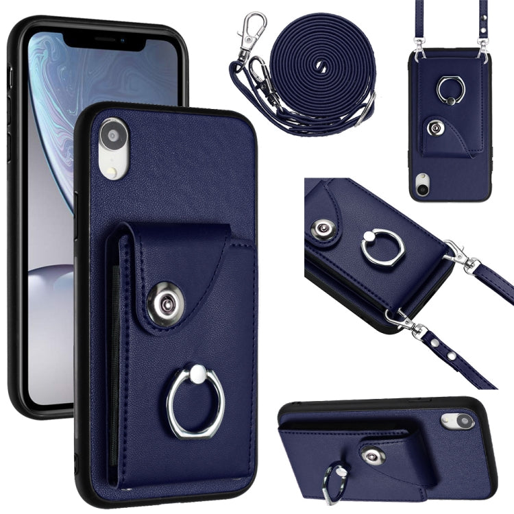 Organ Card Bag Ring Holder Phone Case with Long Lanyard – Wear-resistant, Ring Holder, Lanyard, For iPhone 11 Pro, For iPhone X / XS, For iPhone XR, For iPhone XS Max For iPhone XR Blue