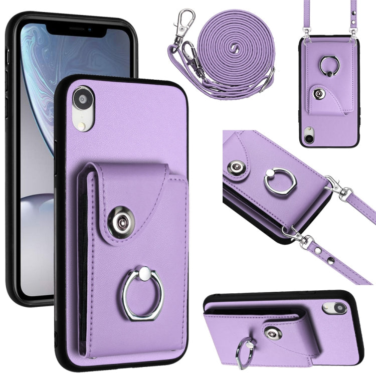 Organ Card Bag Ring Holder Phone Case with Long Lanyard – Wear-resistant, Ring Holder, Lanyard, For iPhone 11 Pro, For iPhone X / XS, For iPhone XR, For iPhone XS Max For iPhone XR Purple