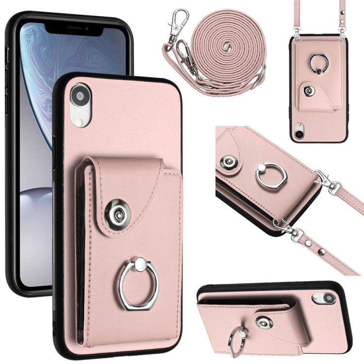 Organ Card Bag Ring Holder Phone Case with Long Lanyard – Wear-resistant, Ring Holder, Lanyard, For iPhone 11 Pro, For iPhone X / XS, For iPhone XR, For iPhone XS Max For iPhone XR Pink