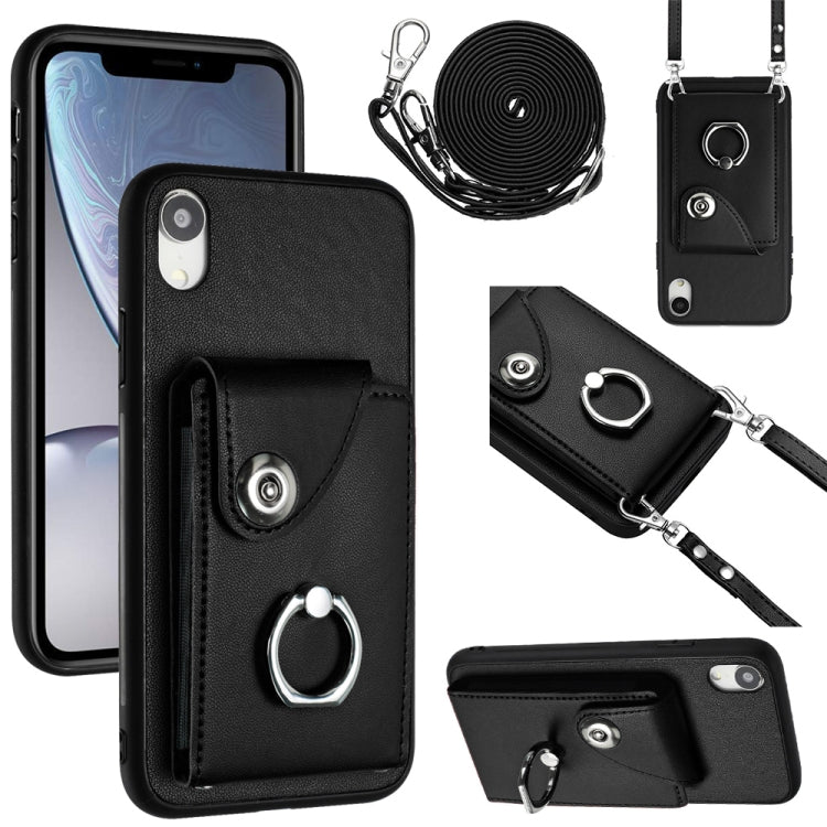 Organ Card Bag Ring Holder Phone Case with Long Lanyard – Wear-resistant, Ring Holder, Lanyard, For iPhone 11 Pro, For iPhone X / XS, For iPhone XR, For iPhone XS Max For iPhone XR Black