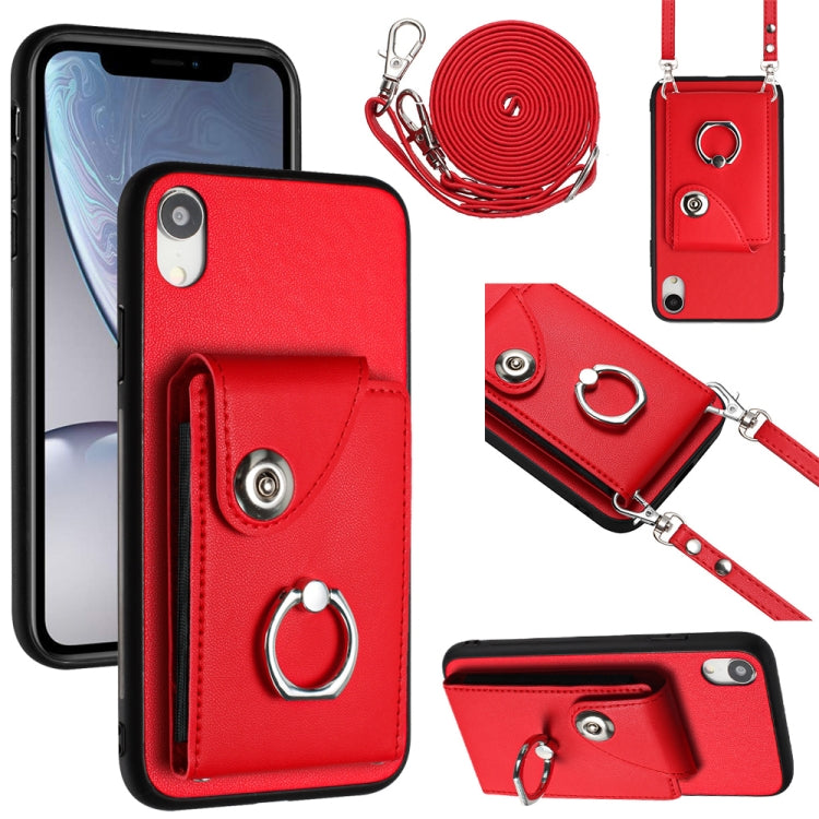 Organ Card Bag Ring Holder Phone Case with Long Lanyard – Wear-resistant, Ring Holder, Lanyard, For iPhone 11 Pro, For iPhone X / XS, For iPhone XR, For iPhone XS Max For iPhone XR Red