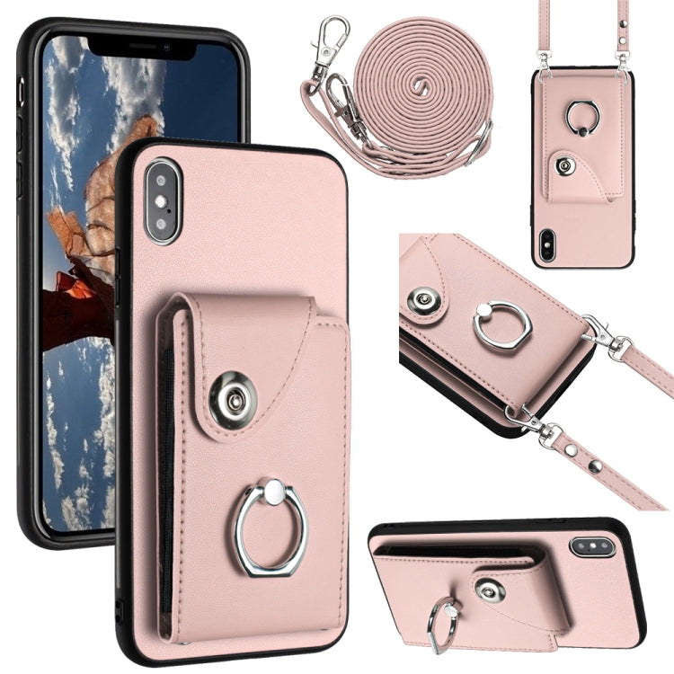 Organ Card Bag Ring Holder Phone Case with Long Lanyard – Wear-resistant, Ring Holder, Lanyard, For iPhone 11 Pro, For iPhone X / XS, For iPhone XR, For iPhone XS Max For iPhone XS Max Pink