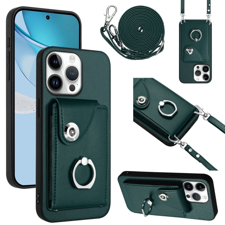 Organ Card Bag Ring Holder Phone Case with Long Lanyard – Wear-resistant, Ring Holder, Lanyard, For iPhone Air, For iPhone 16 Pro Max, For iPhone 16 Pro, For iPhone 16 Plus For iPhone 16 Pro Max Green
