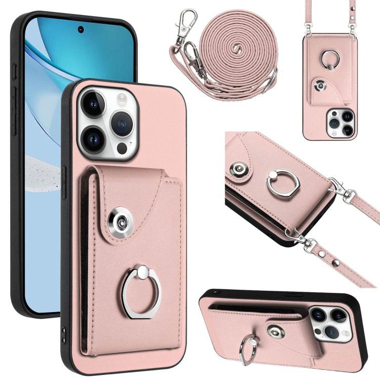 Organ Card Bag Ring Holder Phone Case with Long Lanyard – Wear-resistant, Ring Holder, Lanyard, For iPhone Air, For iPhone 16 Pro Max, For iPhone 16 Pro, For iPhone 16 Plus For iPhone 16 Pro Max Pink