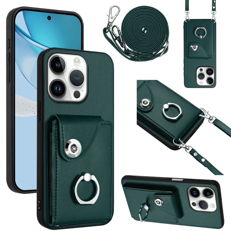 Organ Card Bag Ring Holder Phone Case with Long Lanyard – Wear-resistant, Ring Holder, Lanyard, For iPhone Air, For iPhone 16 Pro Max, For iPhone 16 Pro, For iPhone 16 Plus For iPhone 16 Pro Green