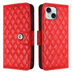 Rhombic Texture Flip Leather Phone Case with Lanyard – Wear-resistant, Lanyard, Card Slot, For iPhone 15, For iPhone 14 Plus, For iPhone 14, For iPhone 14 Pro