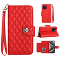 Rhombic Texture Flip Leather Phone Case with Lanyard, For iPhone 14 Pro Max, For iPhone SE 2022 / 2020 / 8 / 7, For iPhone 13 Pro Max, For iPhone 13 Pro For iPhone 14 Pro Max Red
