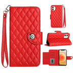 Rhombic Texture Flip Leather Phone Case with Lanyard, For iPhone 11, For iPhone 11 Pro, For iPhone XS / X, For iPhone XR For iPhone 11 Red