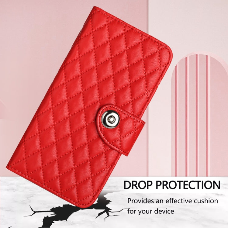Rhombic Texture Flip Leather Phone Case with Lanyard, For iPhone 16, For iPhone 15 Pro Max, For iPhone 15 Pro, For iPhone 15 Plus