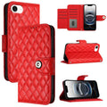 Rhombic Texture Flip Leather Phone Case with Lanyard, For iPhone SE 2024, For iPhone 16 Pro Max, For iPhone 16 Pro, For iPhone 16 Plus For iPhone SE 2024 Red