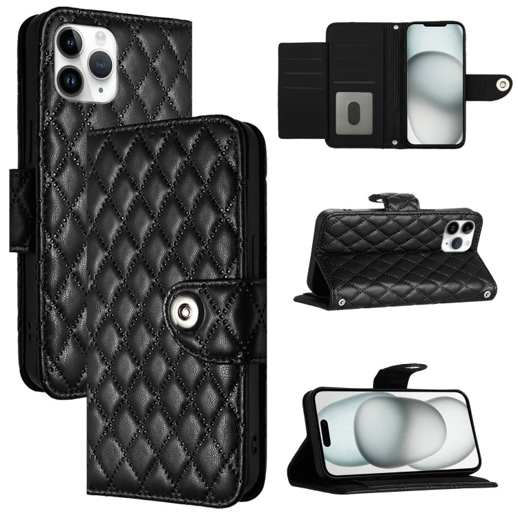 Rhombic Texture Flip Leather Phone Case with Lanyard – Wear-resistant, Lanyard, Card Slot, For iPhone 11, For iPhone 11 Pro, For iPhone XS / X, For iPhone XR For iPhone 11 Pro Black