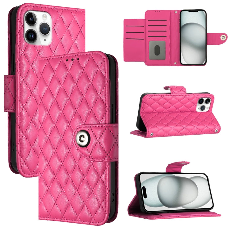 Rhombic Texture Flip Leather Phone Case with Lanyard – Wear-resistant, Lanyard, Card Slot, For iPhone 11, For iPhone 11 Pro, For iPhone XS / X, For iPhone XR For iPhone 11 Pro Rose Red