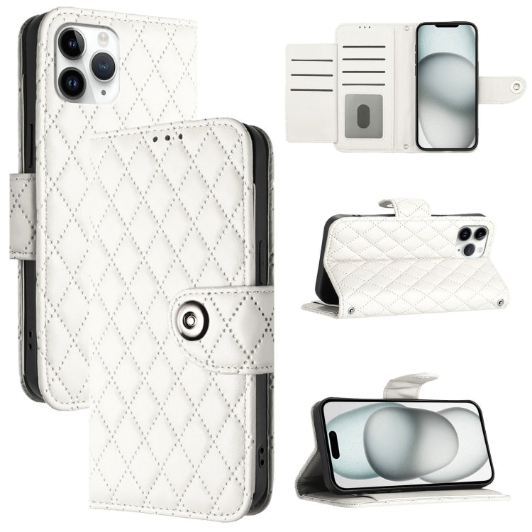 Rhombic Texture Flip Leather Phone Case with Lanyard – Wear-resistant, Lanyard, Card Slot, For iPhone 11, For iPhone 11 Pro, For iPhone XS / X, For iPhone XR For iPhone 11 Pro White