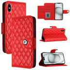 Rhombic Texture Flip Leather Phone Case with Lanyard – Wear-resistant, Lanyard, Card Slot, For iPhone XS Max, For iPhone 8 Plus / 7 Plus / 6s Plus For iPhone XS Max Red