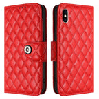 Rhombic Texture Flip Leather Phone Case with Lanyard – Wear-resistant, Lanyard, Card Slot, For iPhone XS Max, For iPhone 8 Plus / 7 Plus / 6s Plus
