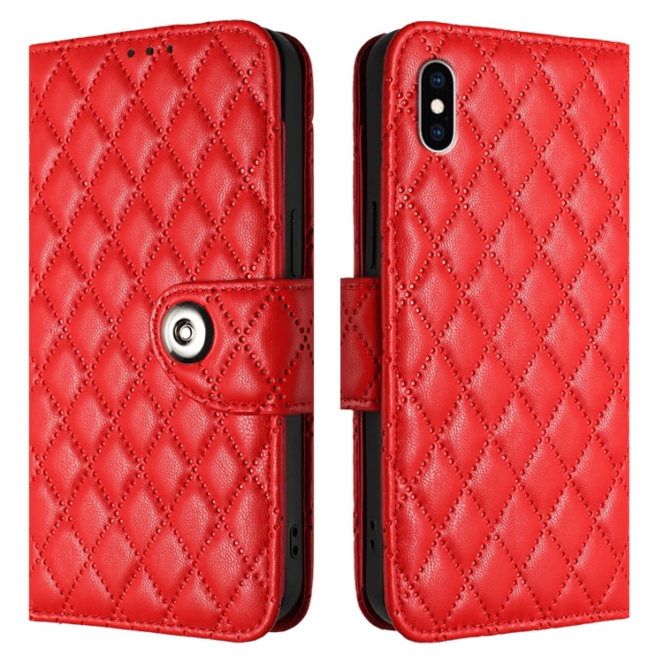 Rhombic Texture Flip Leather Phone Case with Lanyard – Wear-resistant, Lanyard, Card Slot, For iPhone XS Max, For iPhone 8 Plus / 7 Plus / 6s Plus