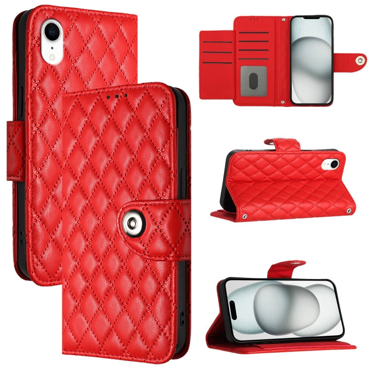 Rhombic Texture Flip Leather Phone Case with Lanyard – Wear-resistant, Lanyard, Card Slot, For iPhone 11, For iPhone 11 Pro, For iPhone XS / X, For iPhone XR For iPhone XR Red