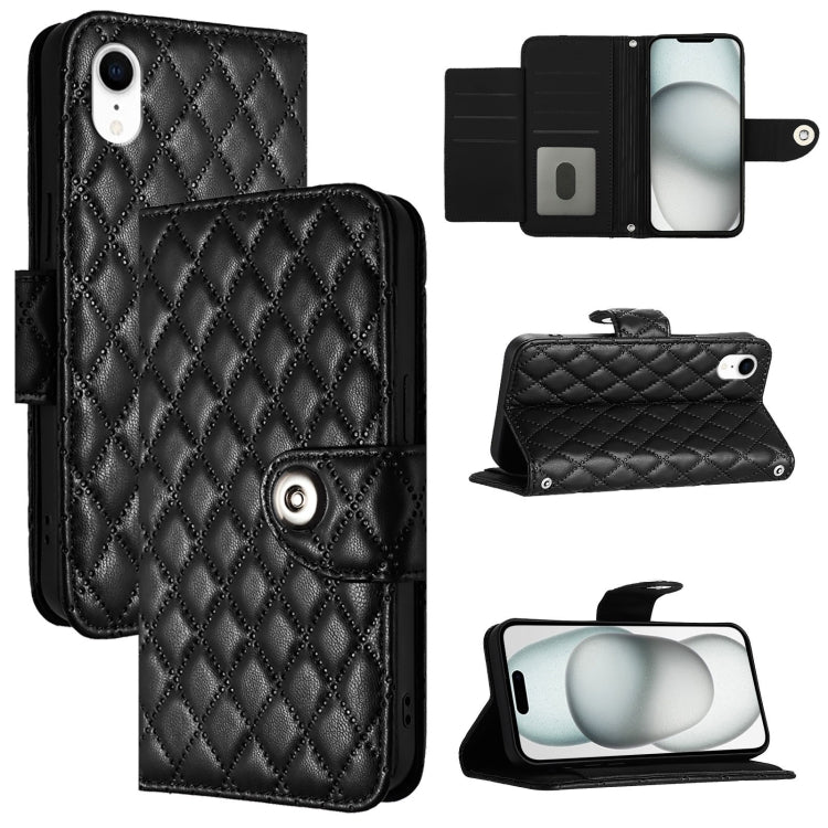 Rhombic Texture Flip Leather Phone Case with Lanyard – Wear-resistant, Lanyard, Card Slot, For iPhone 11, For iPhone 11 Pro, For iPhone XS / X, For iPhone XR For iPhone XR Black
