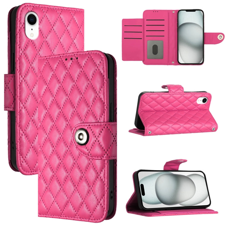 Rhombic Texture Flip Leather Phone Case with Lanyard – Wear-resistant, Lanyard, Card Slot, For iPhone 11, For iPhone 11 Pro, For iPhone XS / X, For iPhone XR For iPhone XR Rose Red