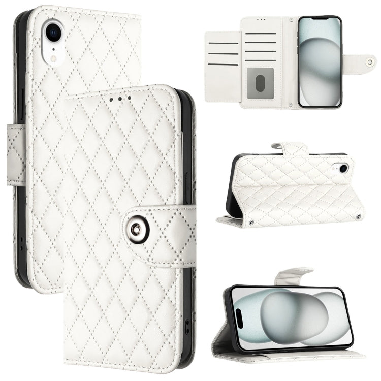 Rhombic Texture Flip Leather Phone Case with Lanyard – Wear-resistant, Lanyard, Card Slot, For iPhone 11, For iPhone 11 Pro, For iPhone XS / X, For iPhone XR For iPhone XR White