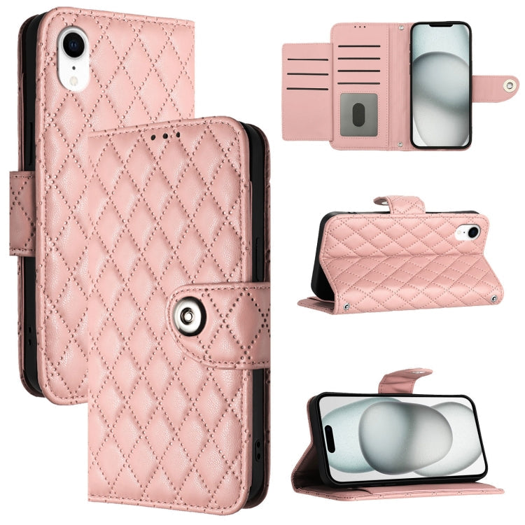 Rhombic Texture Flip Leather Phone Case with Lanyard – Wear-resistant, Lanyard, Card Slot, For iPhone 11, For iPhone 11 Pro, For iPhone XS / X, For iPhone XR For iPhone XR Coral Pink