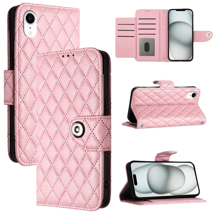 Rhombic Texture Flip Leather Phone Case with Lanyard – Wear-resistant, Lanyard, Card Slot, For iPhone 11, For iPhone 11 Pro, For iPhone XS / X, For iPhone XR For iPhone XR Pink