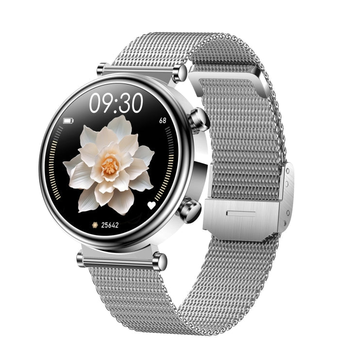 T86 Smart Watch – 1.27" Screen, Blood Pressure Monitoring, Heart Rate Monitoring Silver Steel Band