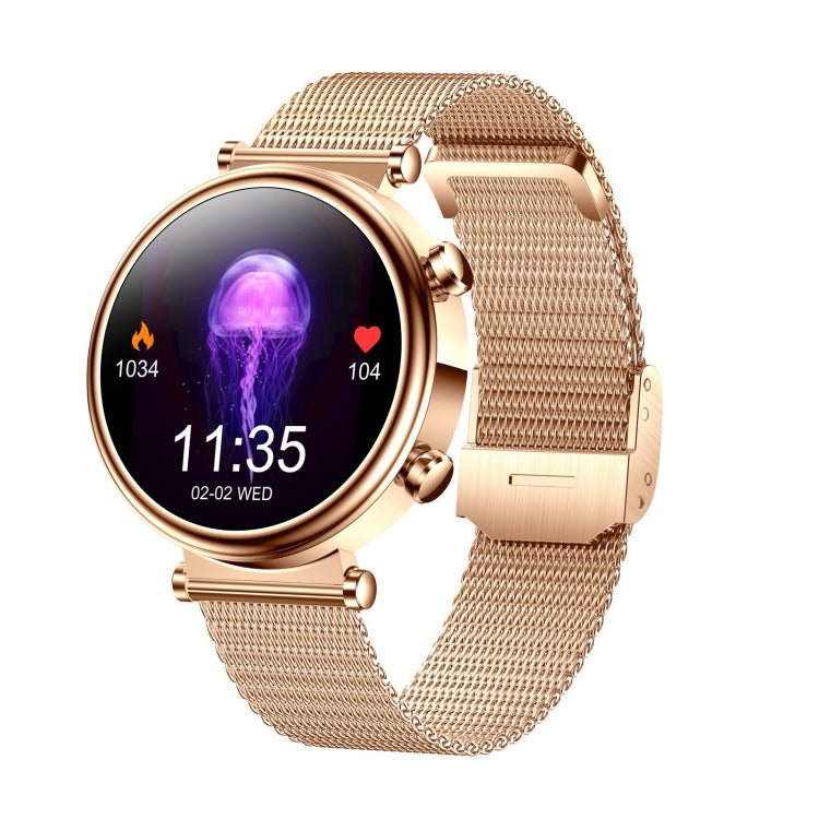 T86 Smart Watch – 1.27" Screen, Blood Pressure Monitoring, Heart Rate Monitoring Rose Gold Steel Band