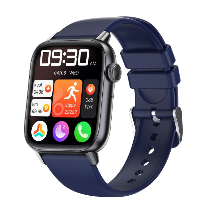 QS08 Watch – 1.83" Screen, Blood Pressure Monitoring, Heart Rate Monitoring Black+Blue