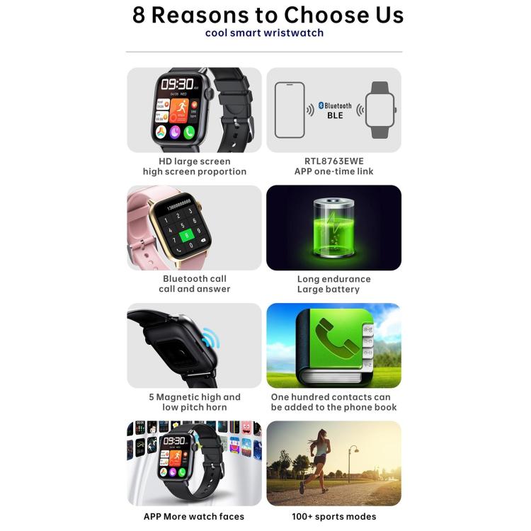 QS08 Watch – 1.83" Screen, Blood Pressure Monitoring, Heart Rate Monitoring