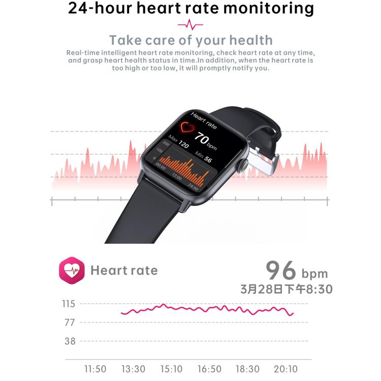 QS08 Watch – 1.83" Screen, Blood Pressure Monitoring, Heart Rate Monitoring
