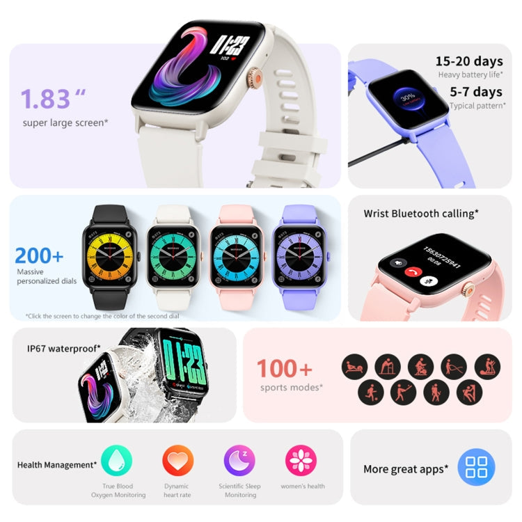 QS13 Watch – 1.83" Screen, Blood Pressure Monitoring, Heart Rate Monitoring