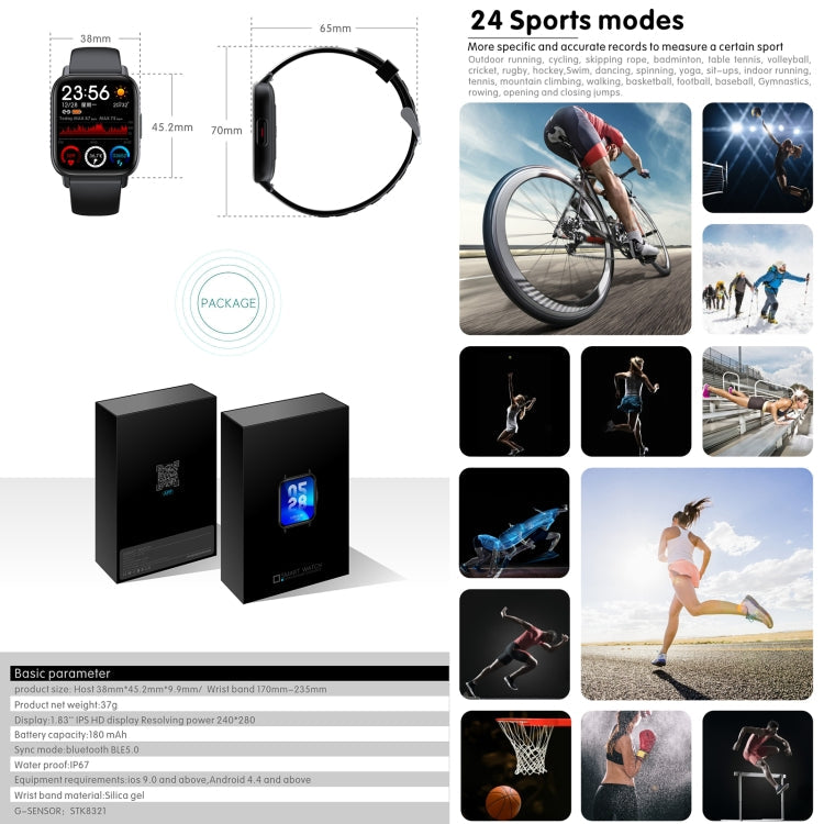 QS16 Watch – 1.83" Screen, Blood Pressure Monitoring, Heart Rate Monitoring