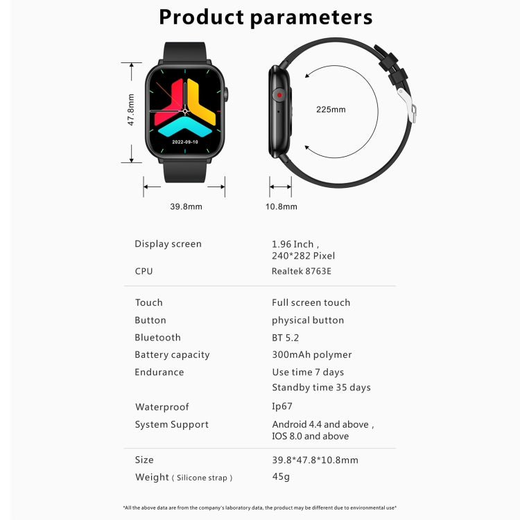 QX9 Watch – 1.96" Screen, Blood Pressure Monitoring, Heart Rate Monitoring
