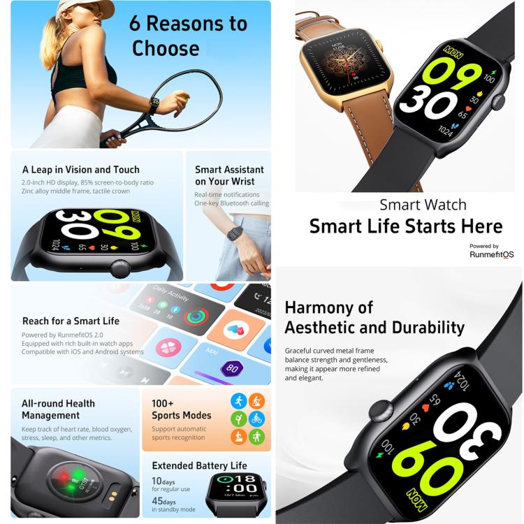 GS7 Smart Watch – 2.0" Screen, Blood Pressure Monitoring, Heart Rate Monitoring