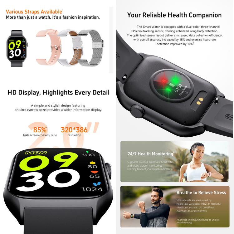 GS7 Smart Watch – 2.0" Screen, Blood Pressure Monitoring, Heart Rate Monitoring