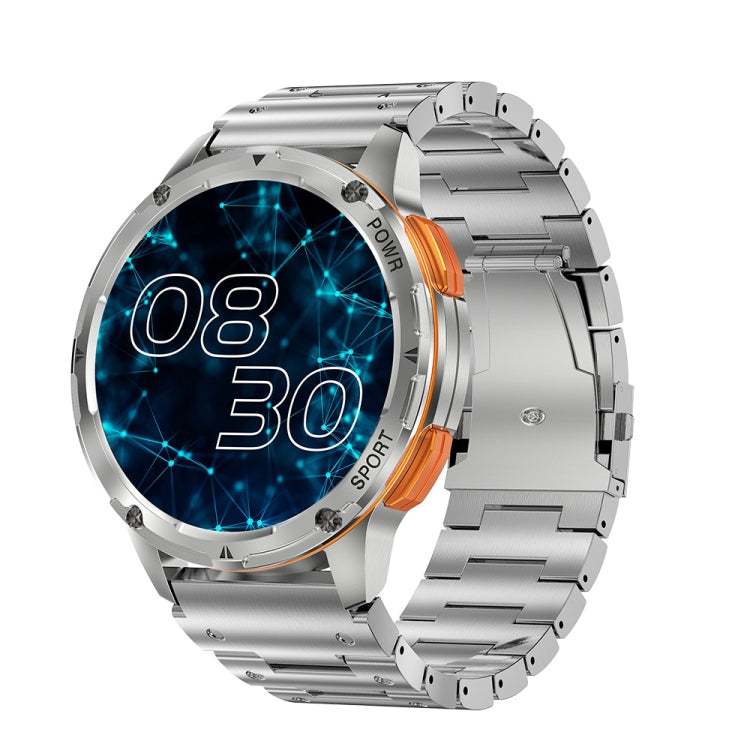 AK59 1.43 inch AMLOED Round Screen Steel Strap Smart Watch Silver