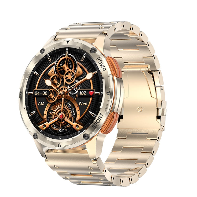AK59 1.43 inch AMLOED Round Screen Steel Strap Smart Watch Gold