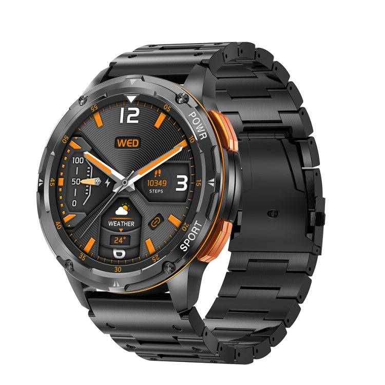 AK59 1.43 inch AMLOED Round Screen Steel Strap Smart Watch Black